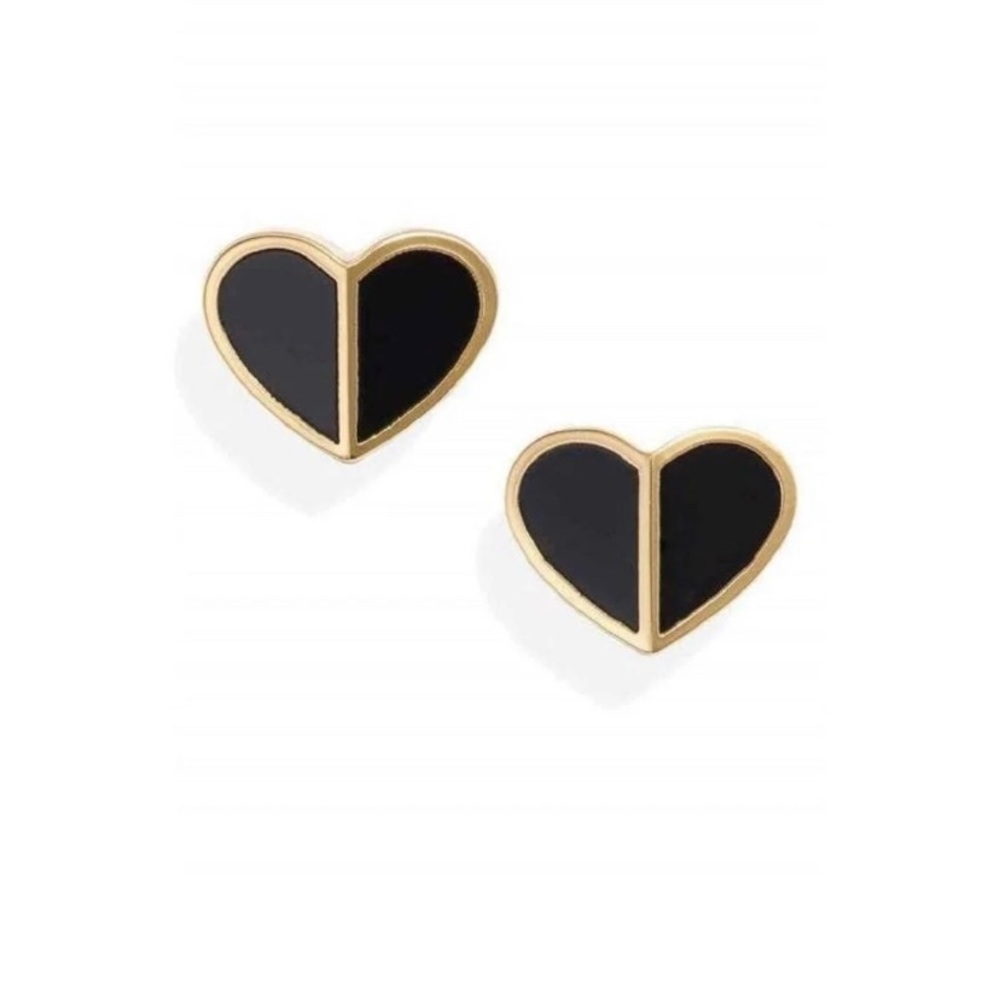 Kate Spade Black Enamel Heritage Heart Earrings